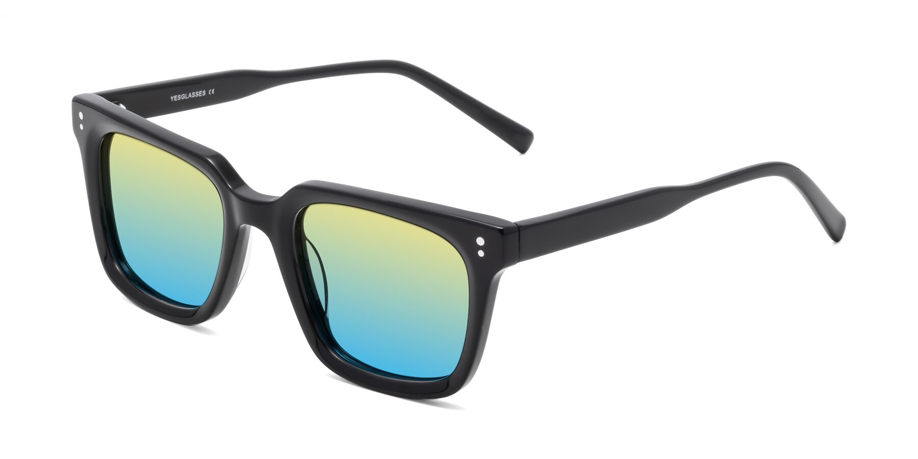 Angle of Clark in Black with Yellow / Blue Gradient Lenses
