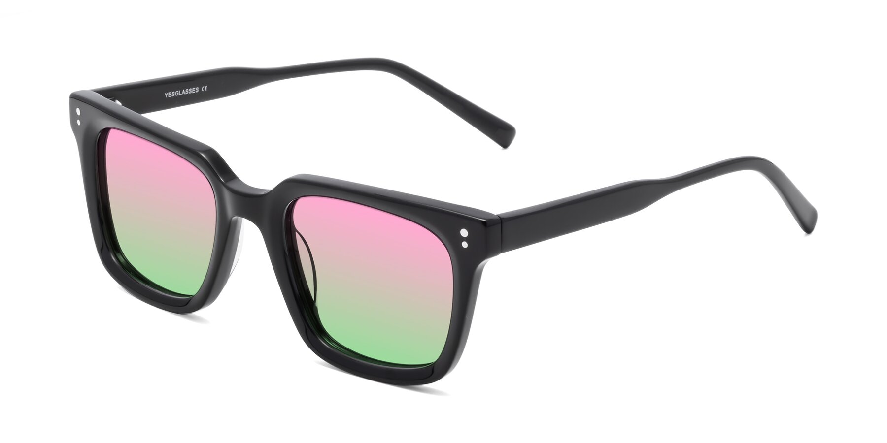 Angle of Clark in Black with Pink / Green Gradient Lenses
