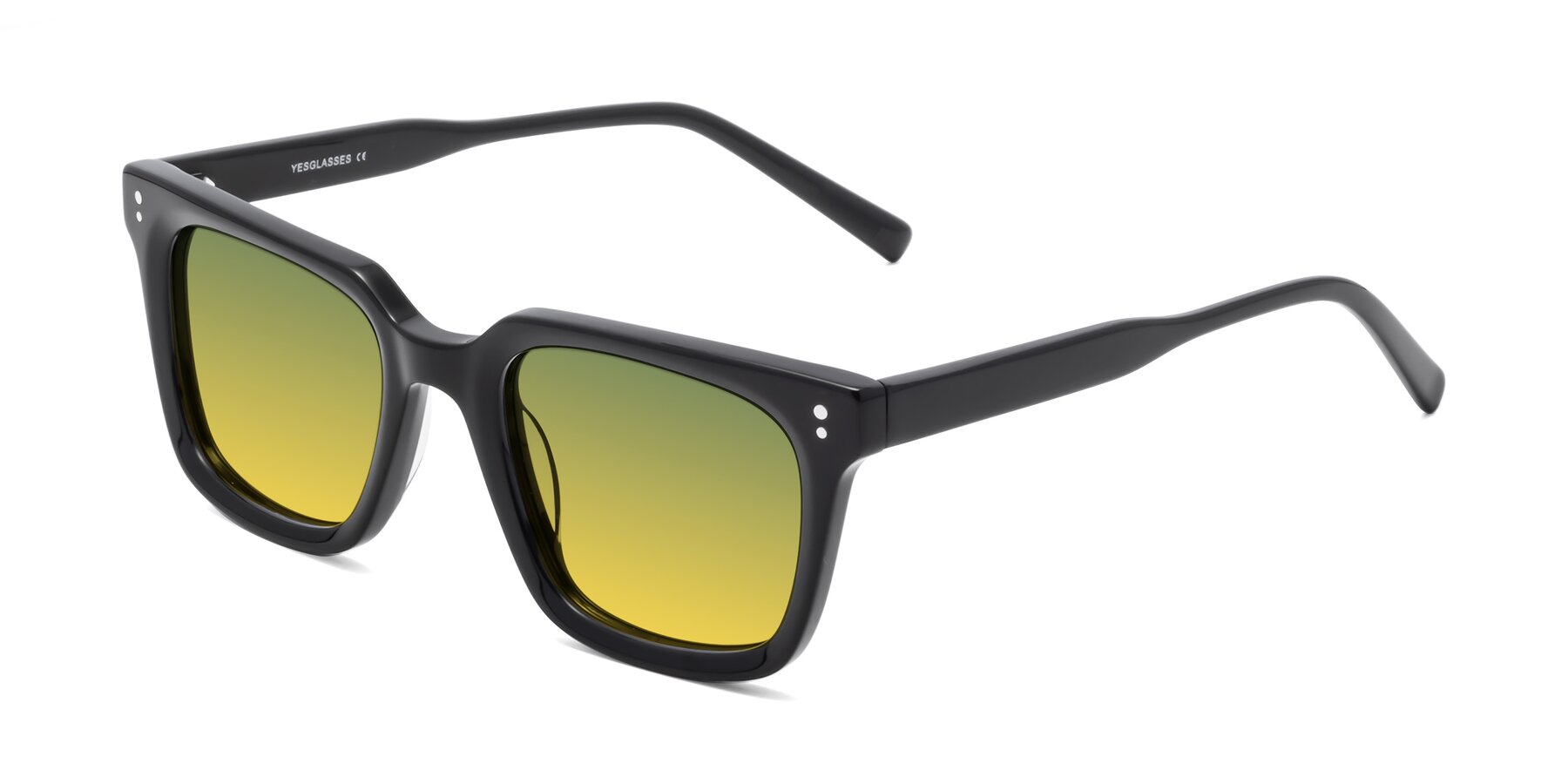 Angle of Clark in Black with Green / Yellow Gradient Lenses