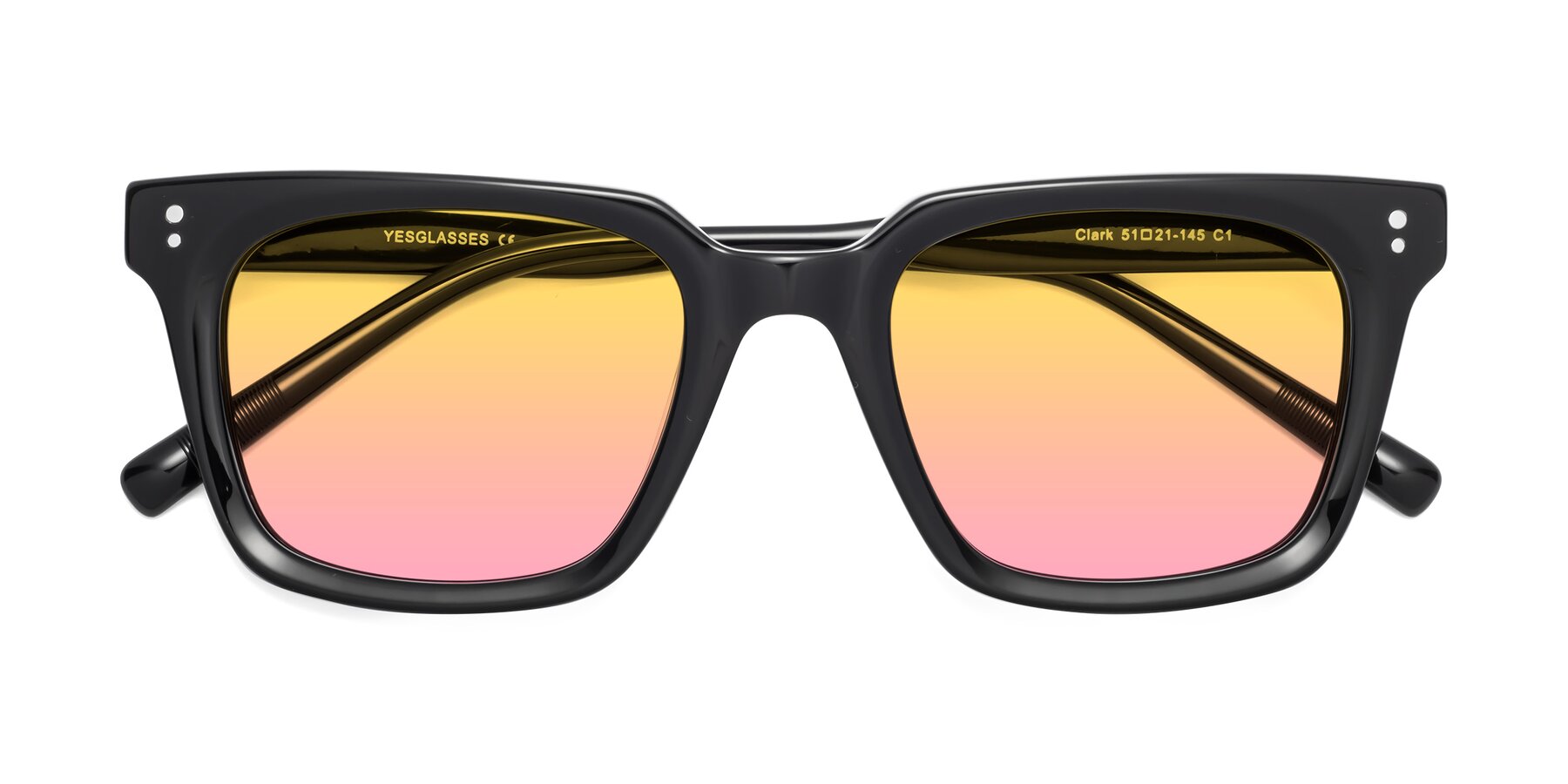 Folded Front of Clark in Black with Yellow / Pink Gradient Lenses