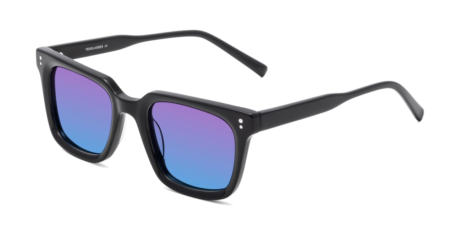 Angle of Clark in Black with Purple / Blue Gradient Lenses