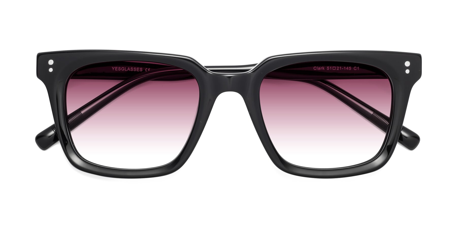 Folded Front of Clark in Black with Wine Gradient Lenses