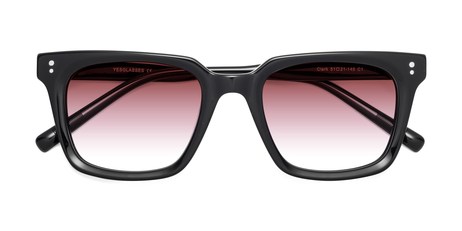 Folded Front of Clark in Black with Garnet Gradient Lenses