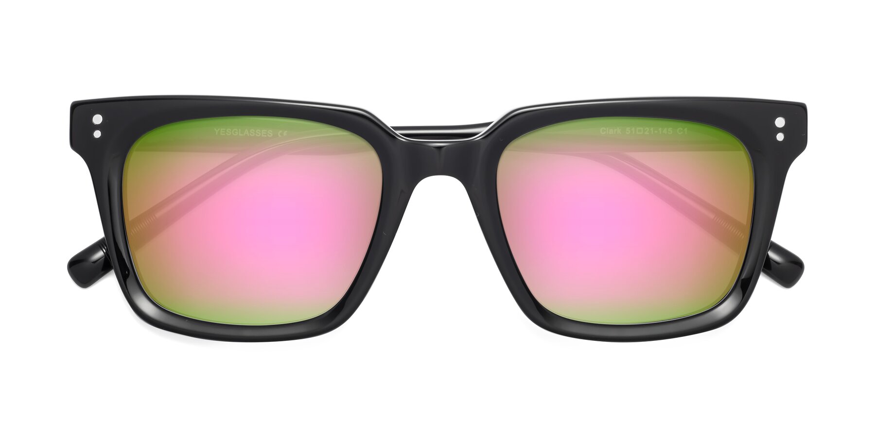Folded Front of Clark in Black with Pink Mirrored Lenses