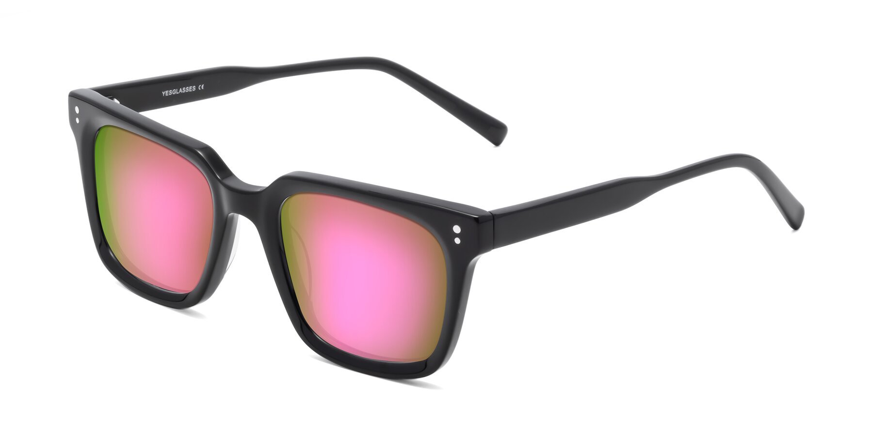 Angle of Clark in Black with Pink Mirrored Lenses