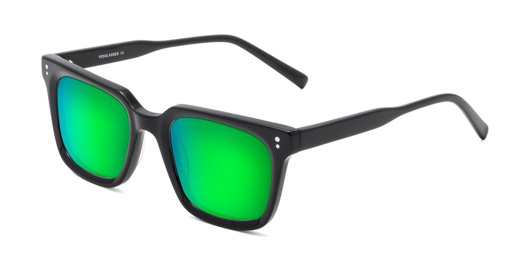 Angle of Clark in Black with Green Mirrored Lenses