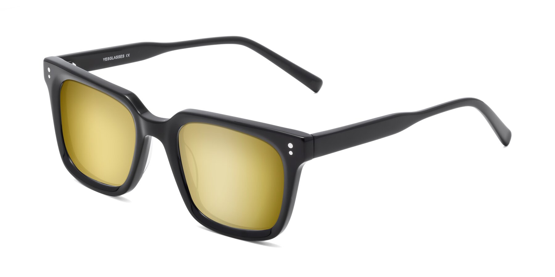 Angle of Clark in Black with Gold Mirrored Lenses