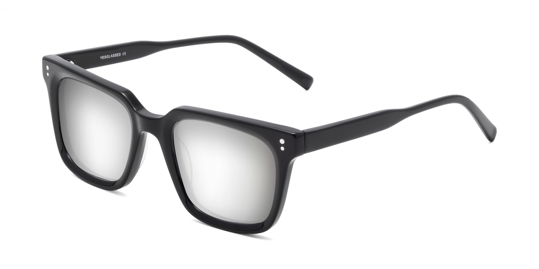 Angle of Clark in Black with Silver Mirrored Lenses