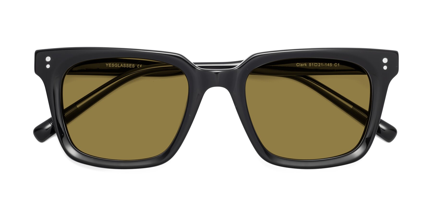 Folded Front of Clark in Black with Brown Polarized Lenses