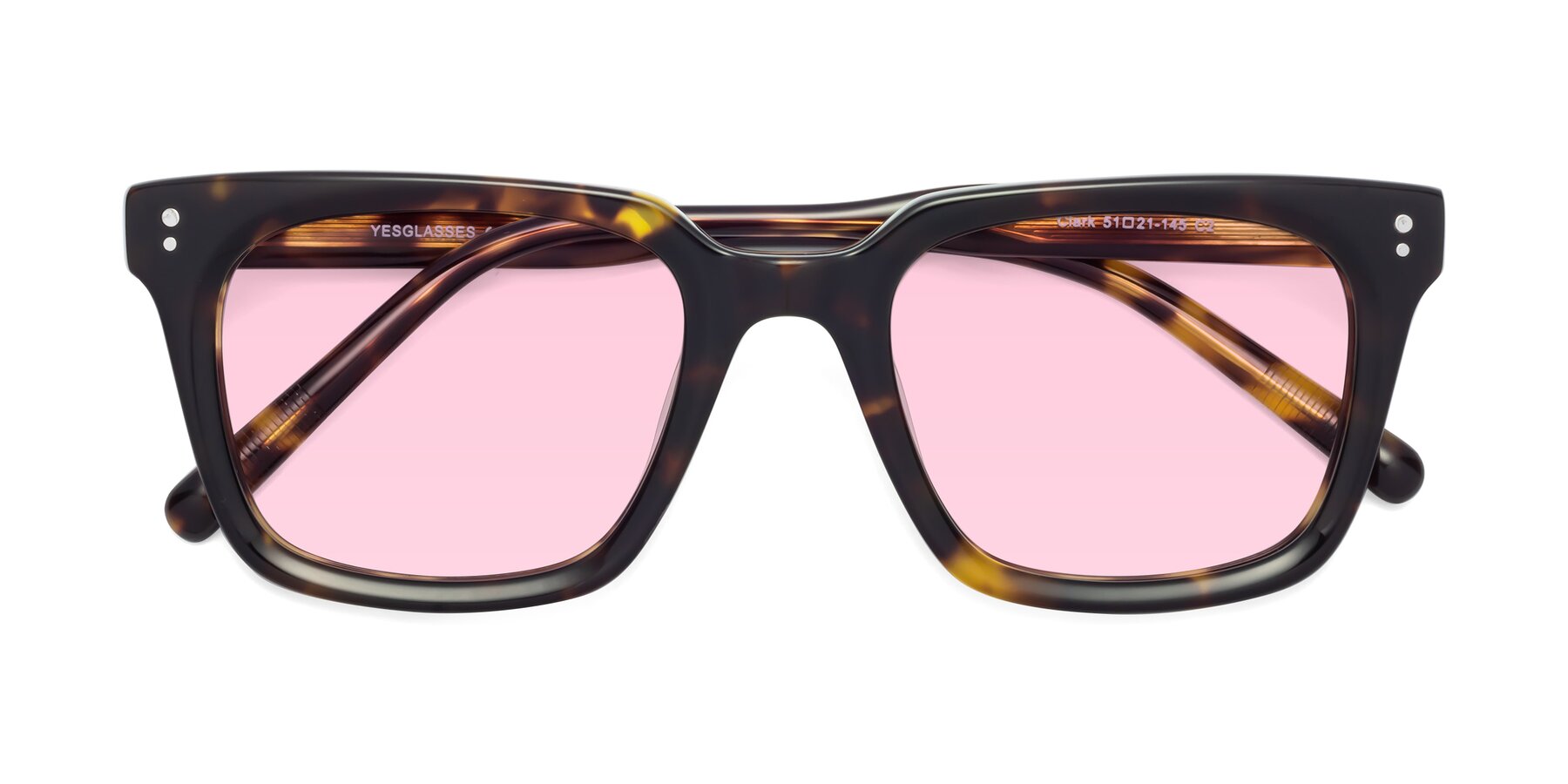Folded Front of Clark in Tortoise with Light Pink Tinted Lenses