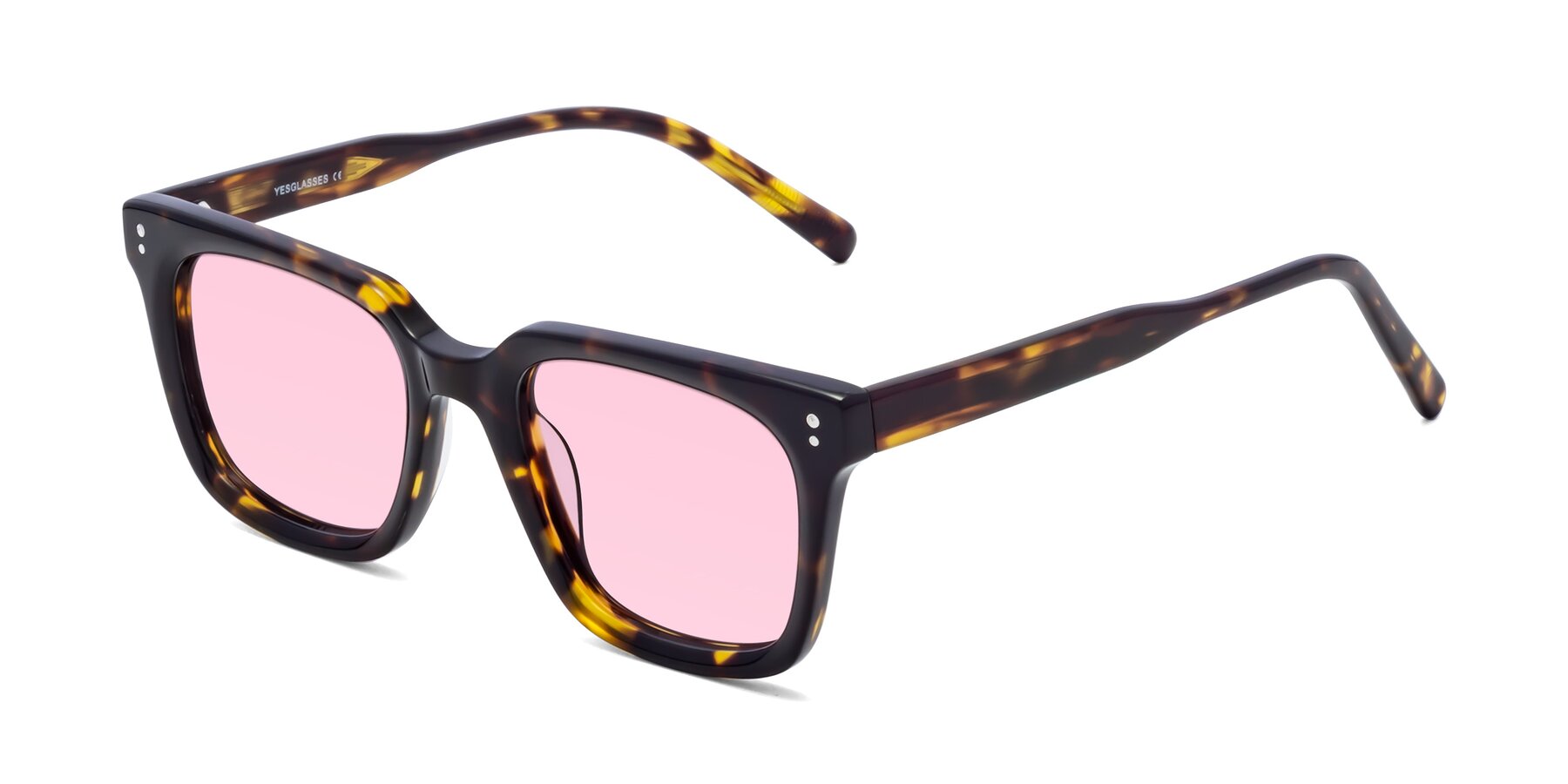 Angle of Clark in Tortoise with Light Pink Tinted Lenses