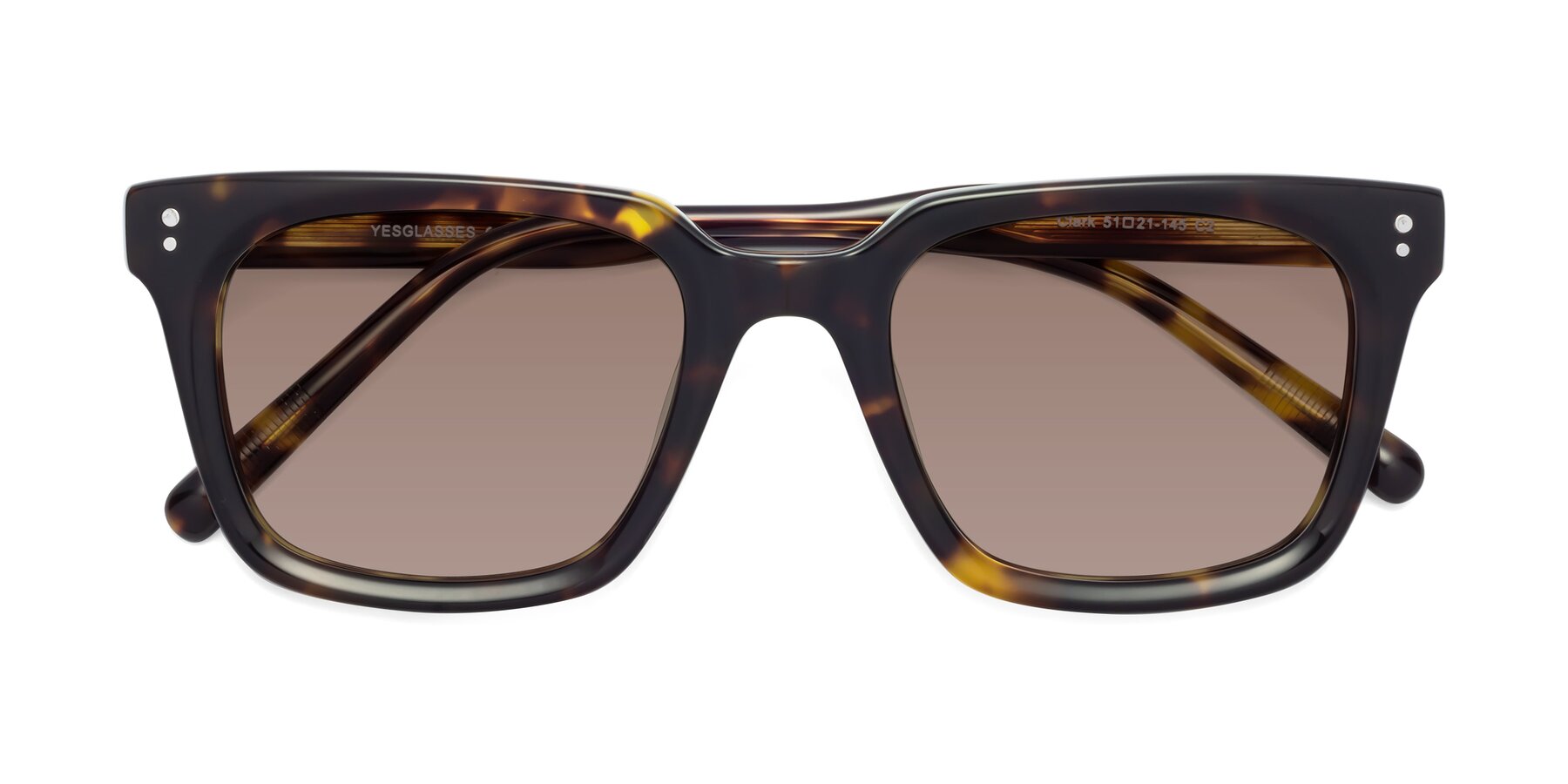 Folded Front of Clark in Tortoise with Medium Brown Tinted Lenses