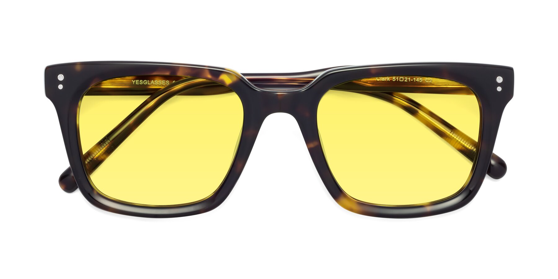 Folded Front of Clark in Tortoise with Medium Yellow Tinted Lenses