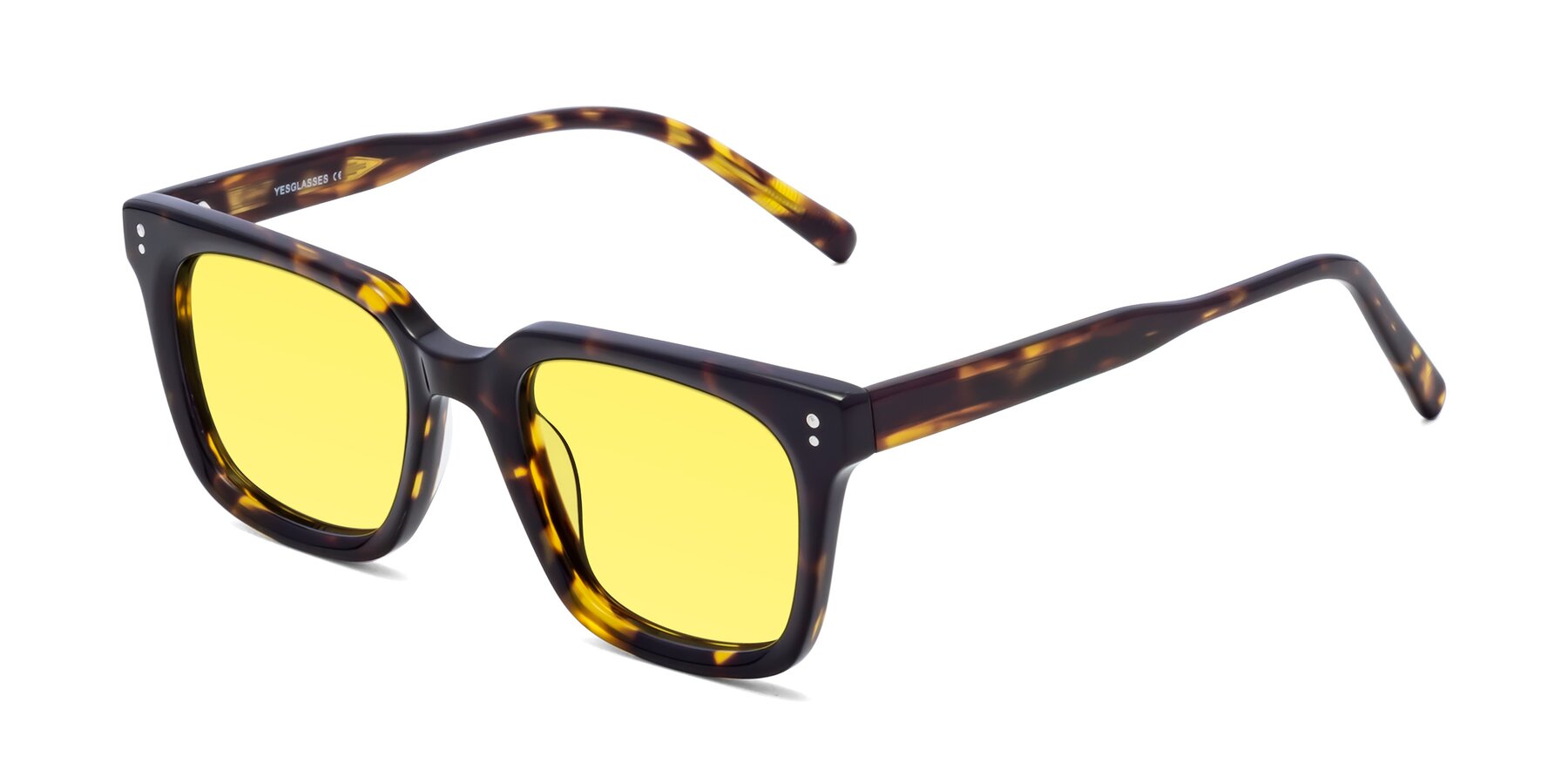 Angle of Clark in Tortoise with Medium Yellow Tinted Lenses