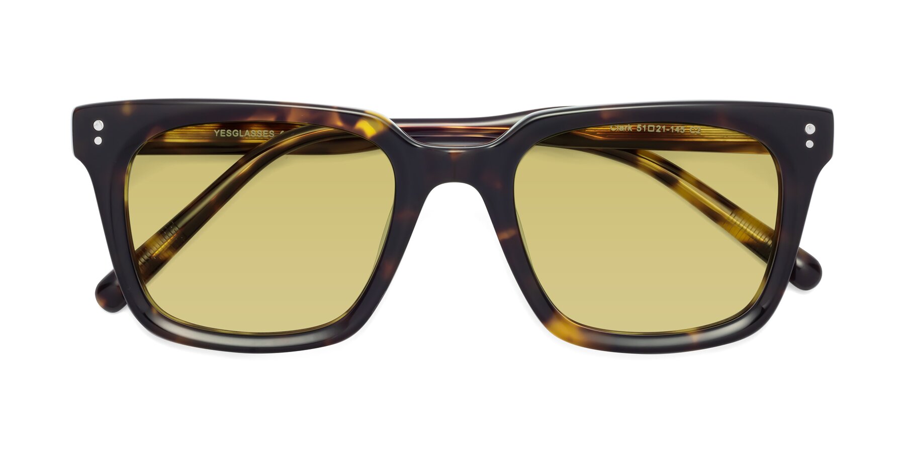 Folded Front of Clark in Tortoise with Medium Champagne Tinted Lenses