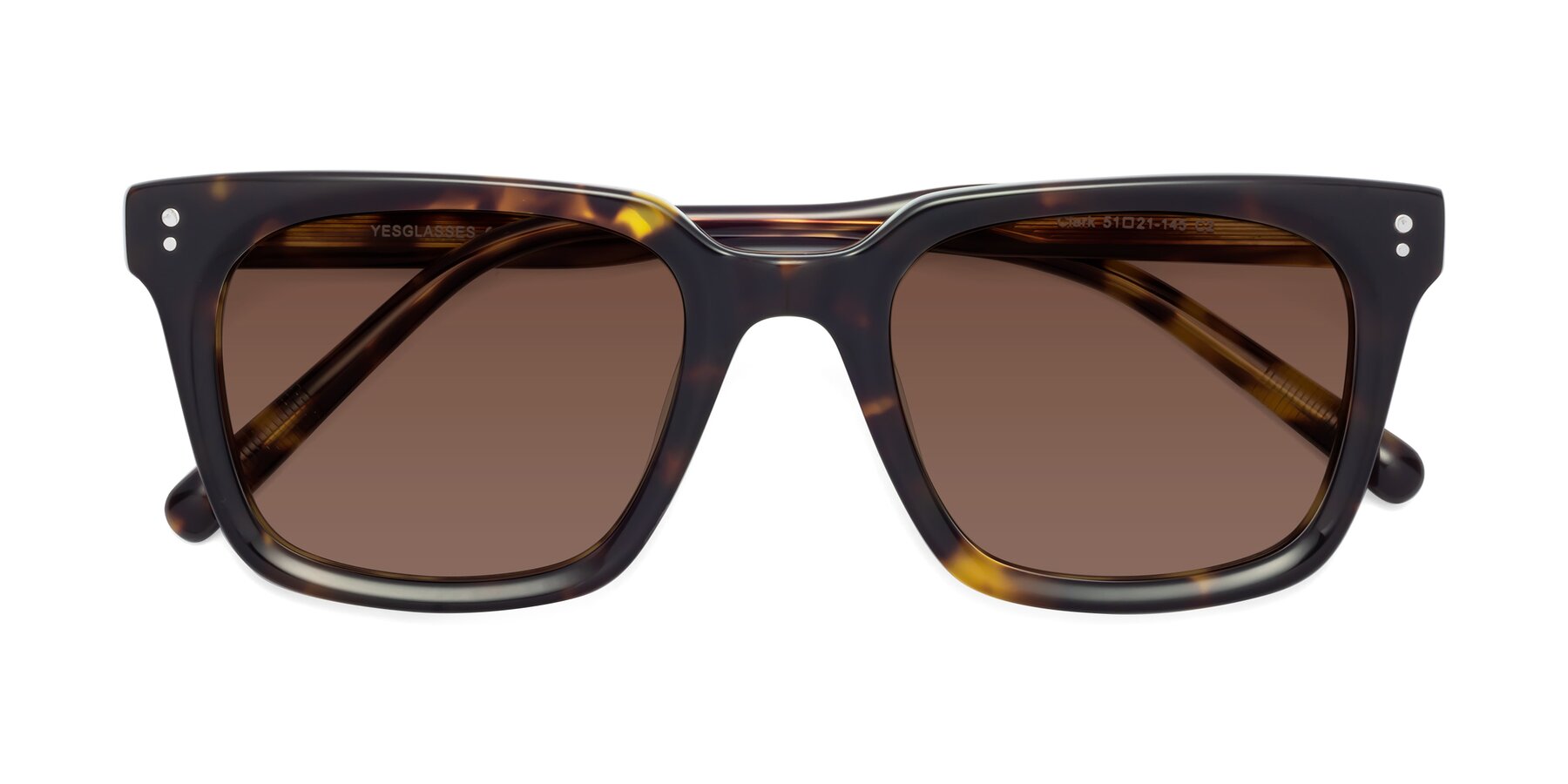 Folded Front of Clark in Tortoise with Brown Tinted Lenses