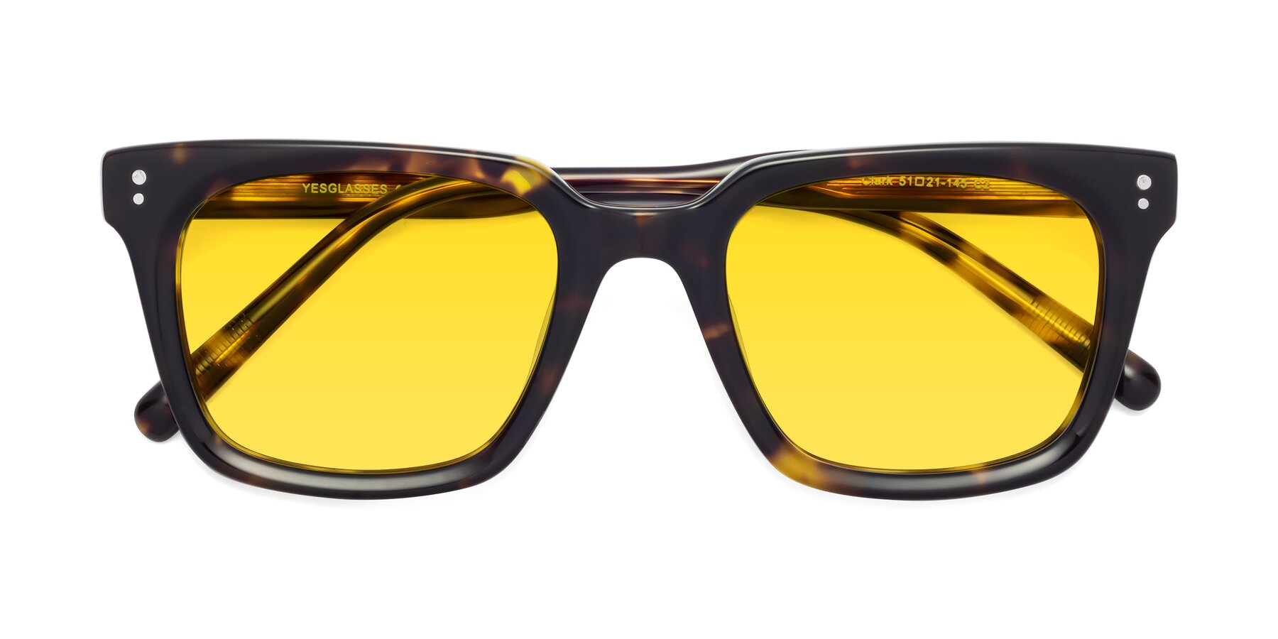 Folded Front of Clark in Tortoise with Yellow Tinted Lenses