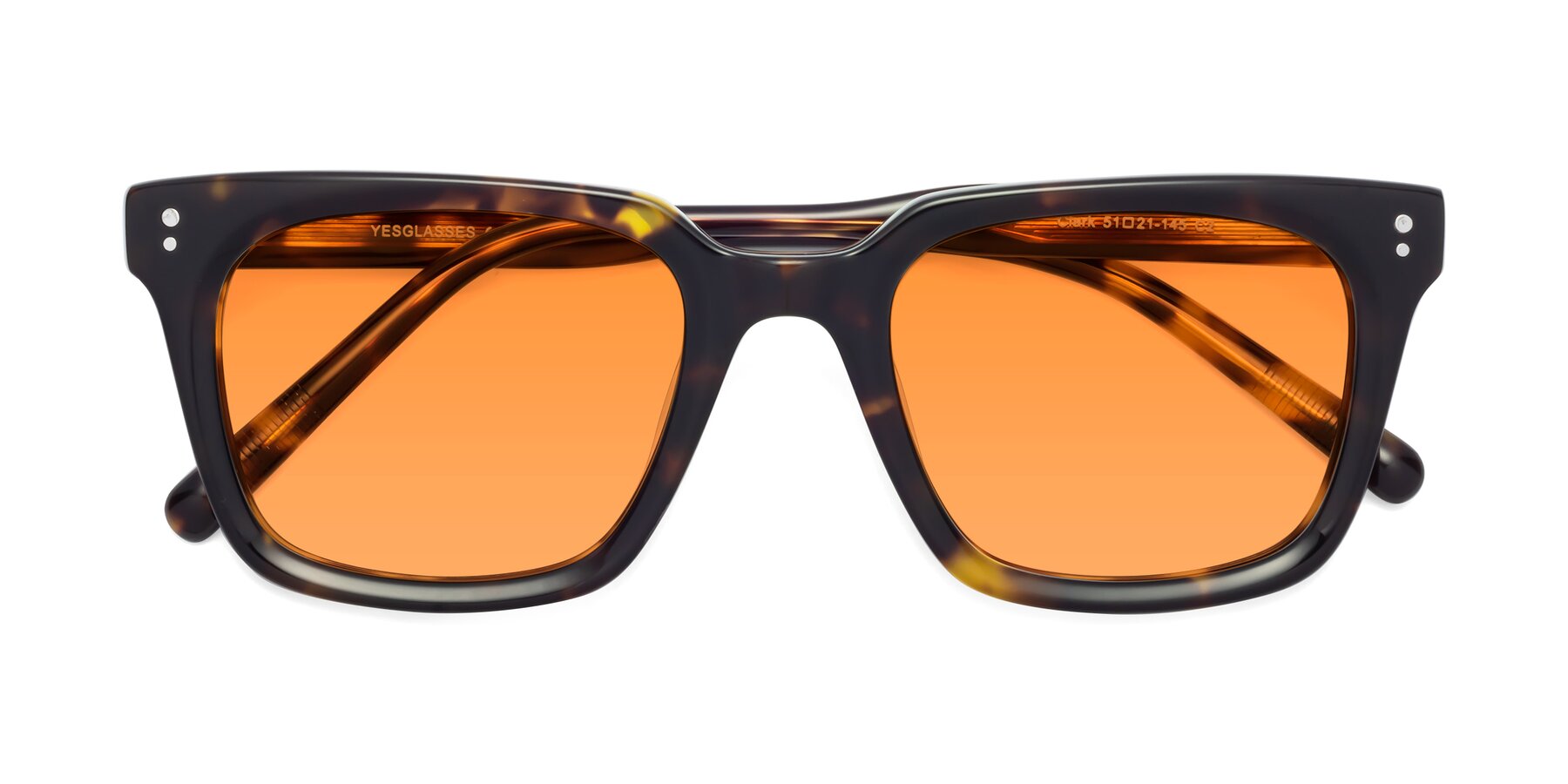 Folded Front of Clark in Tortoise with Orange Tinted Lenses