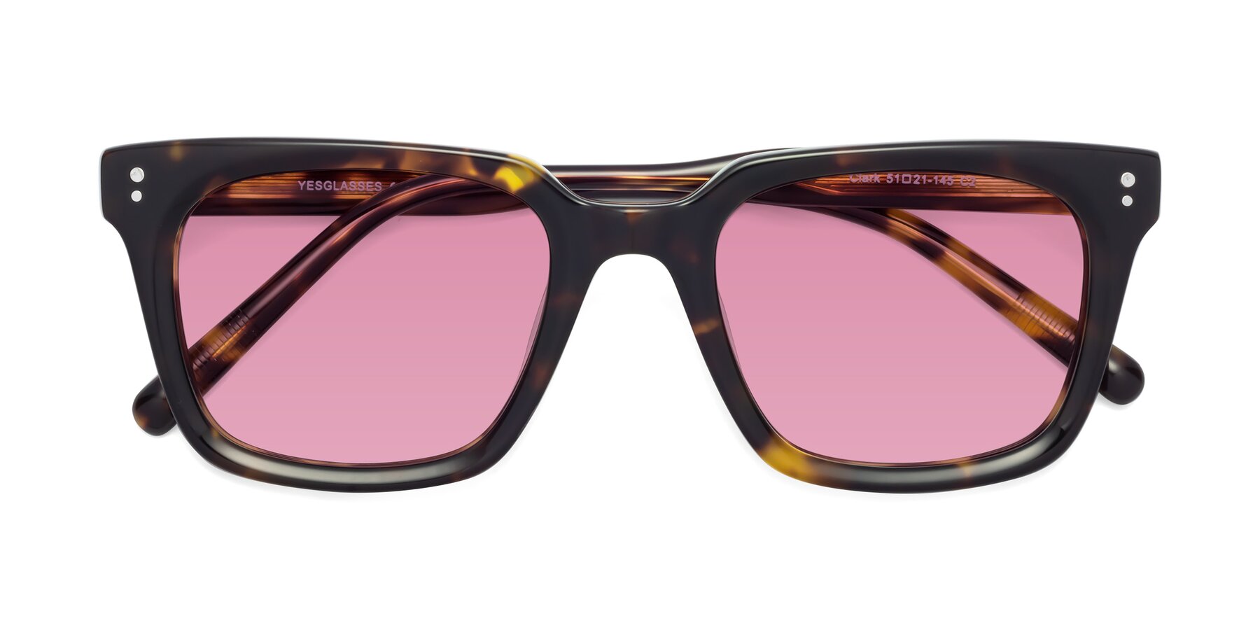 Folded Front of Clark in Tortoise with Medium Wine Tinted Lenses