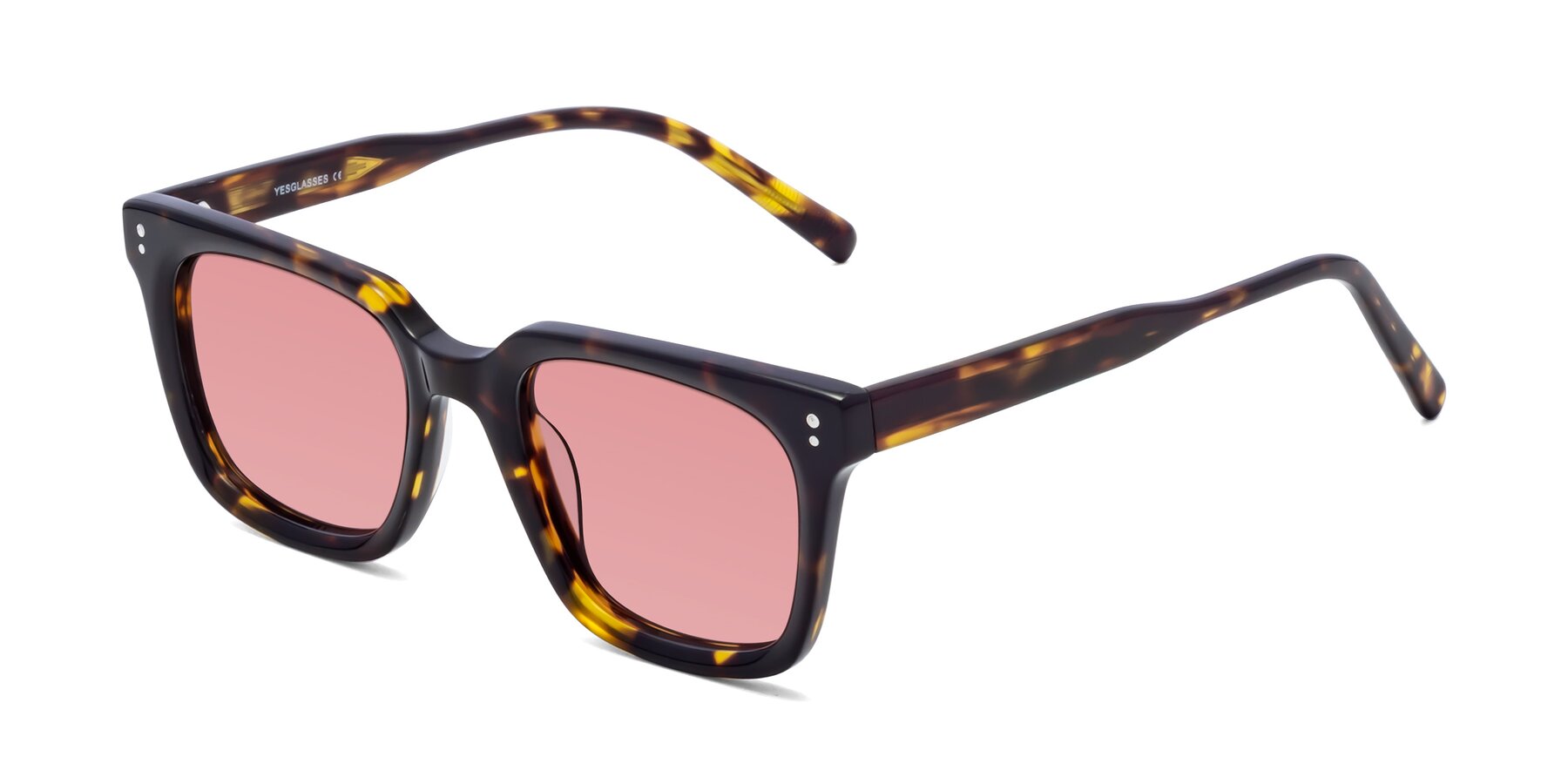 Angle of Clark in Tortoise with Medium Garnet Tinted Lenses