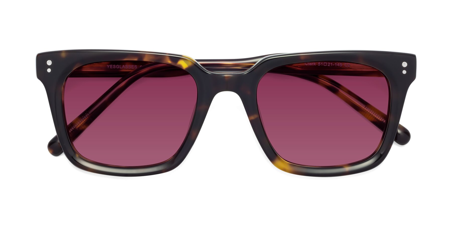 Folded Front of Clark in Tortoise with Wine Tinted Lenses