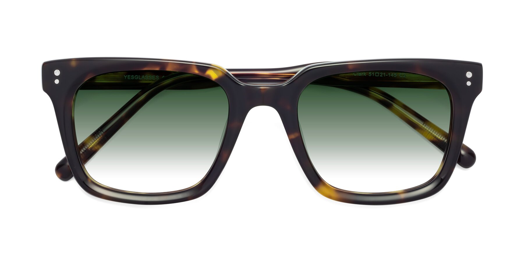 Folded Front of Clark in Tortoise with Green Gradient Lenses