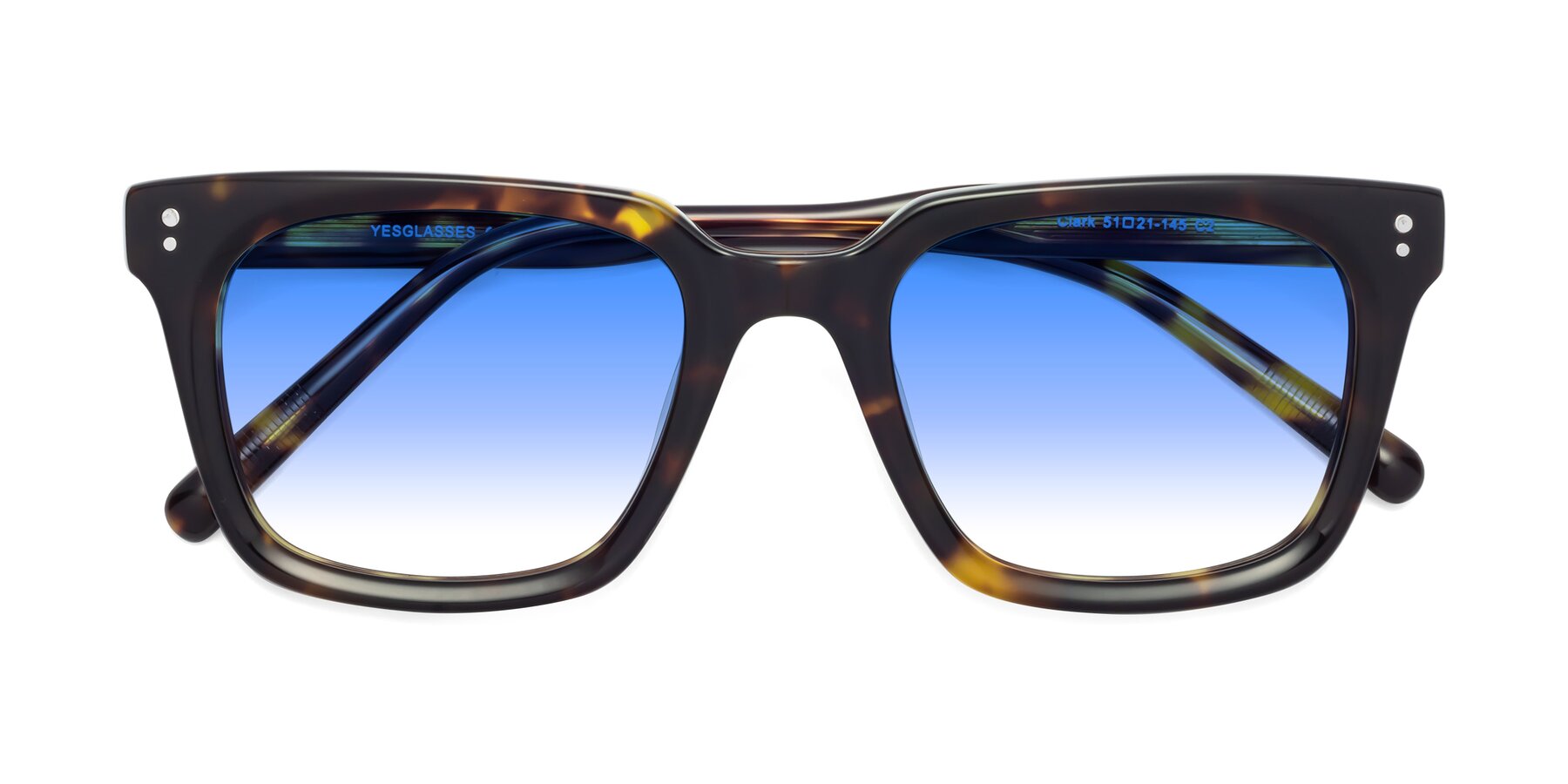 Folded Front of Clark in Tortoise with Blue Gradient Lenses