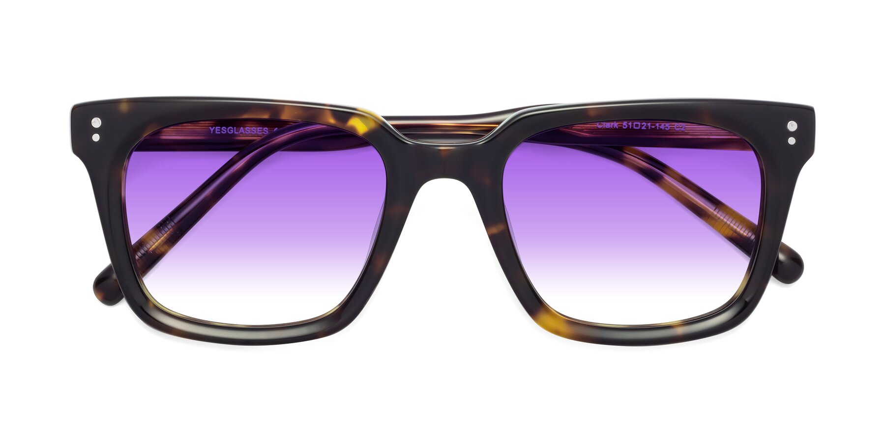 Folded Front of Clark in Tortoise with Purple Gradient Lenses