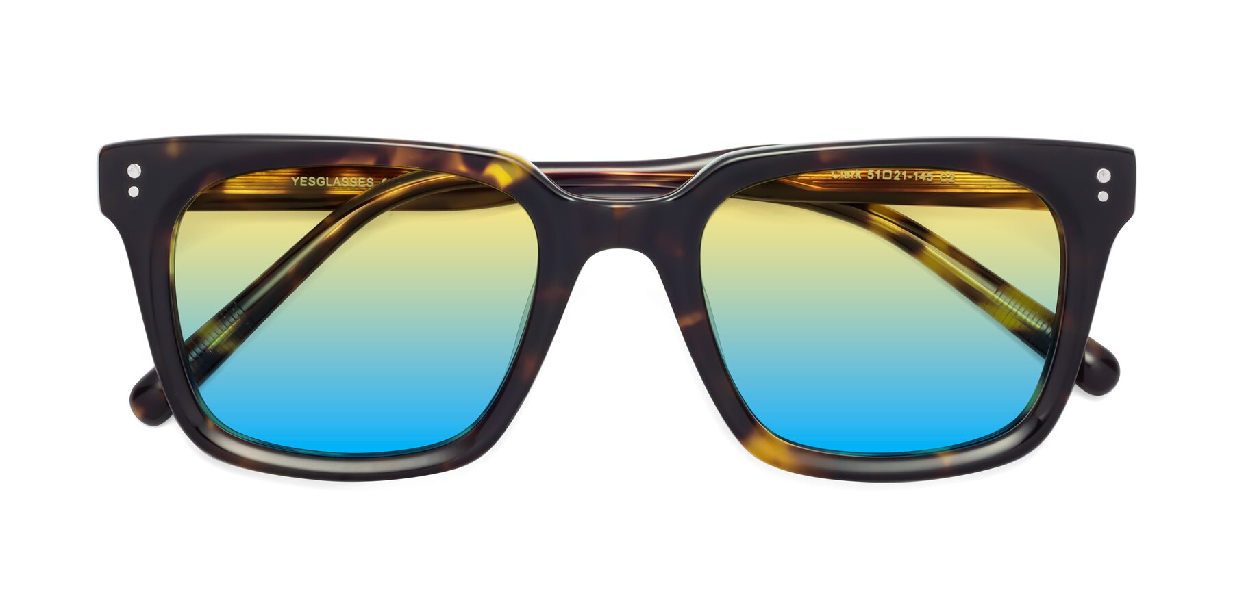Folded Front of Clark in Tortoise with Yellow / Blue Gradient Lenses