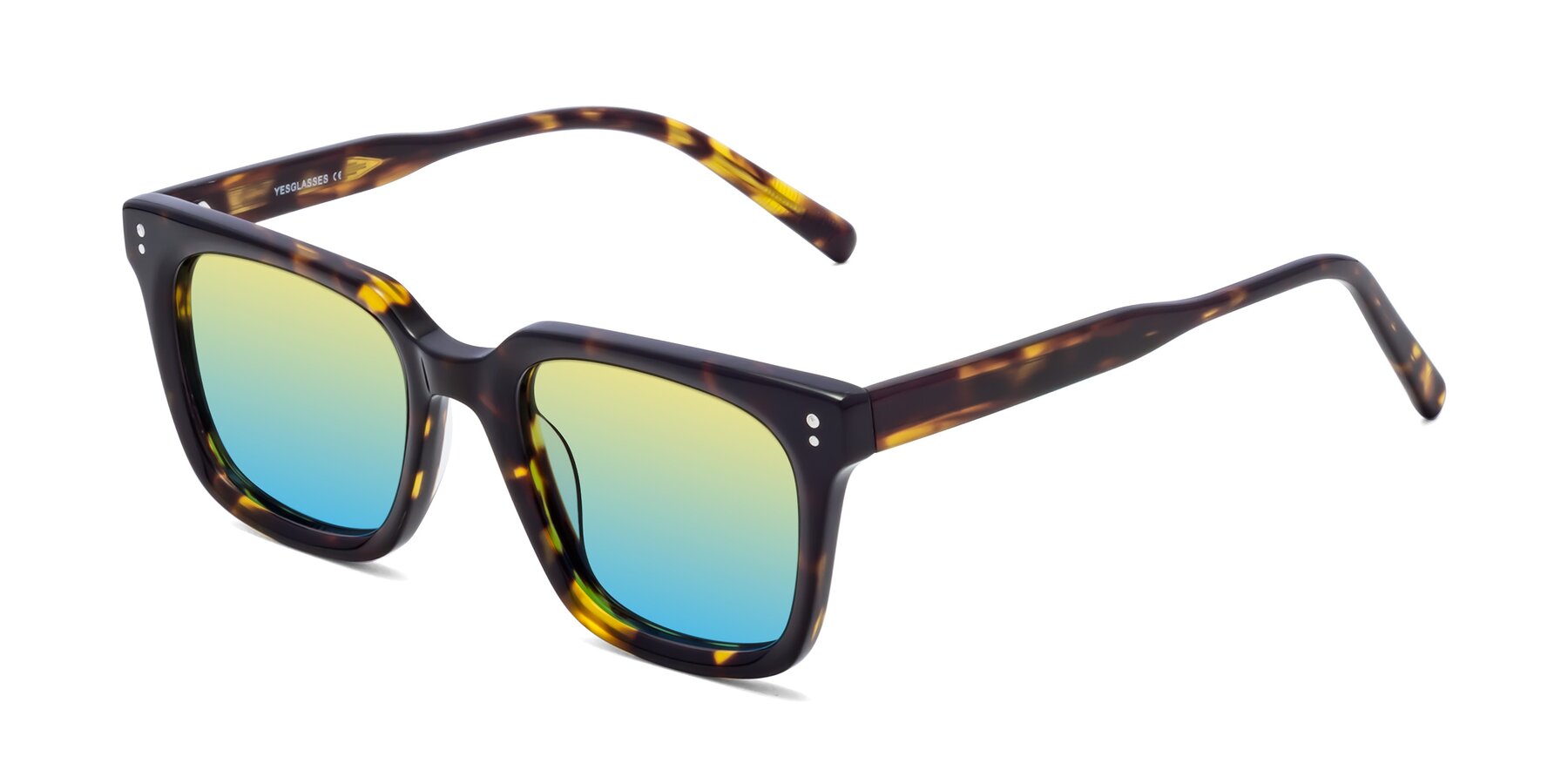 Angle of Clark in Tortoise with Yellow / Blue Gradient Lenses