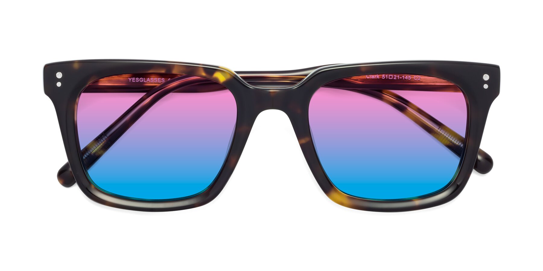 Folded Front of Clark in Tortoise with Pink / Blue Gradient Lenses