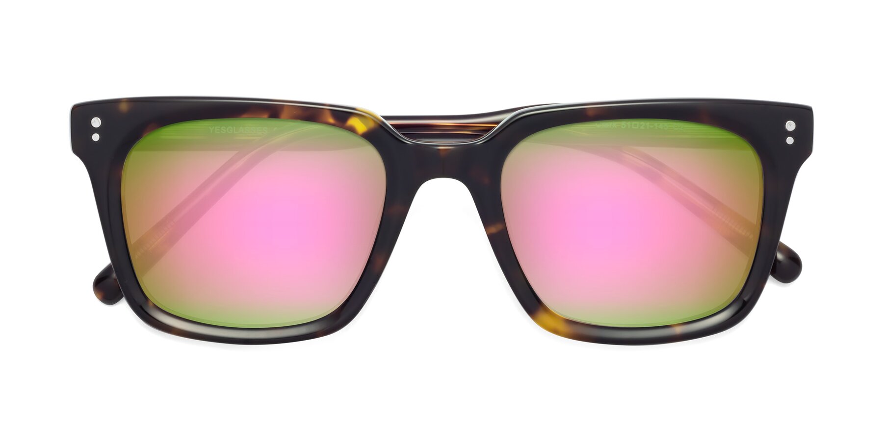 Folded Front of Clark in Tortoise with Pink Mirrored Lenses