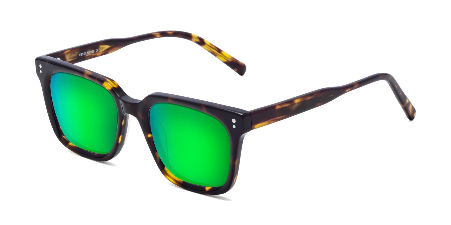 Angle of Clark in Tortoise with Green Mirrored Lenses