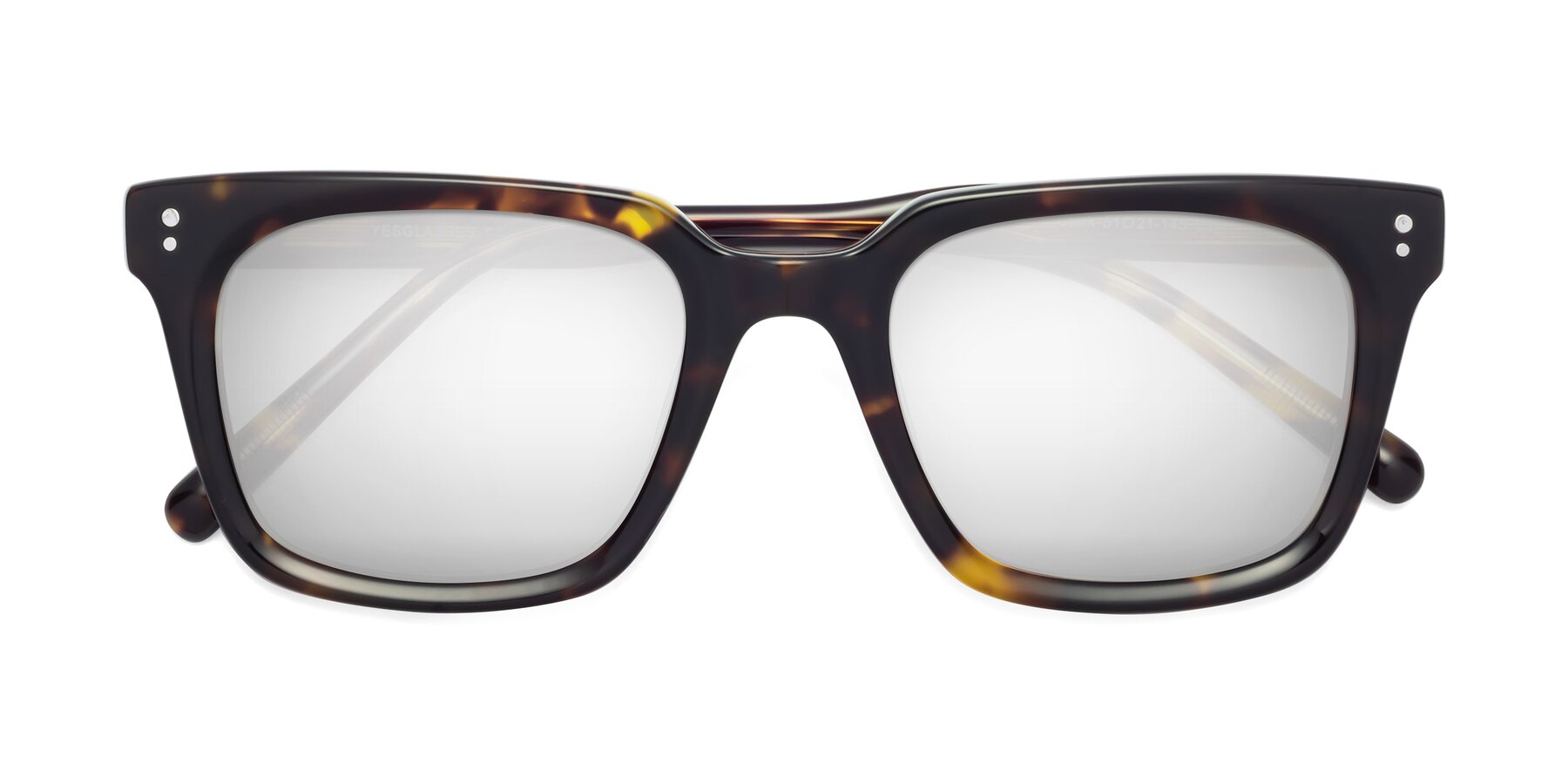 Folded Front of Clark in Tortoise with Silver Mirrored Lenses