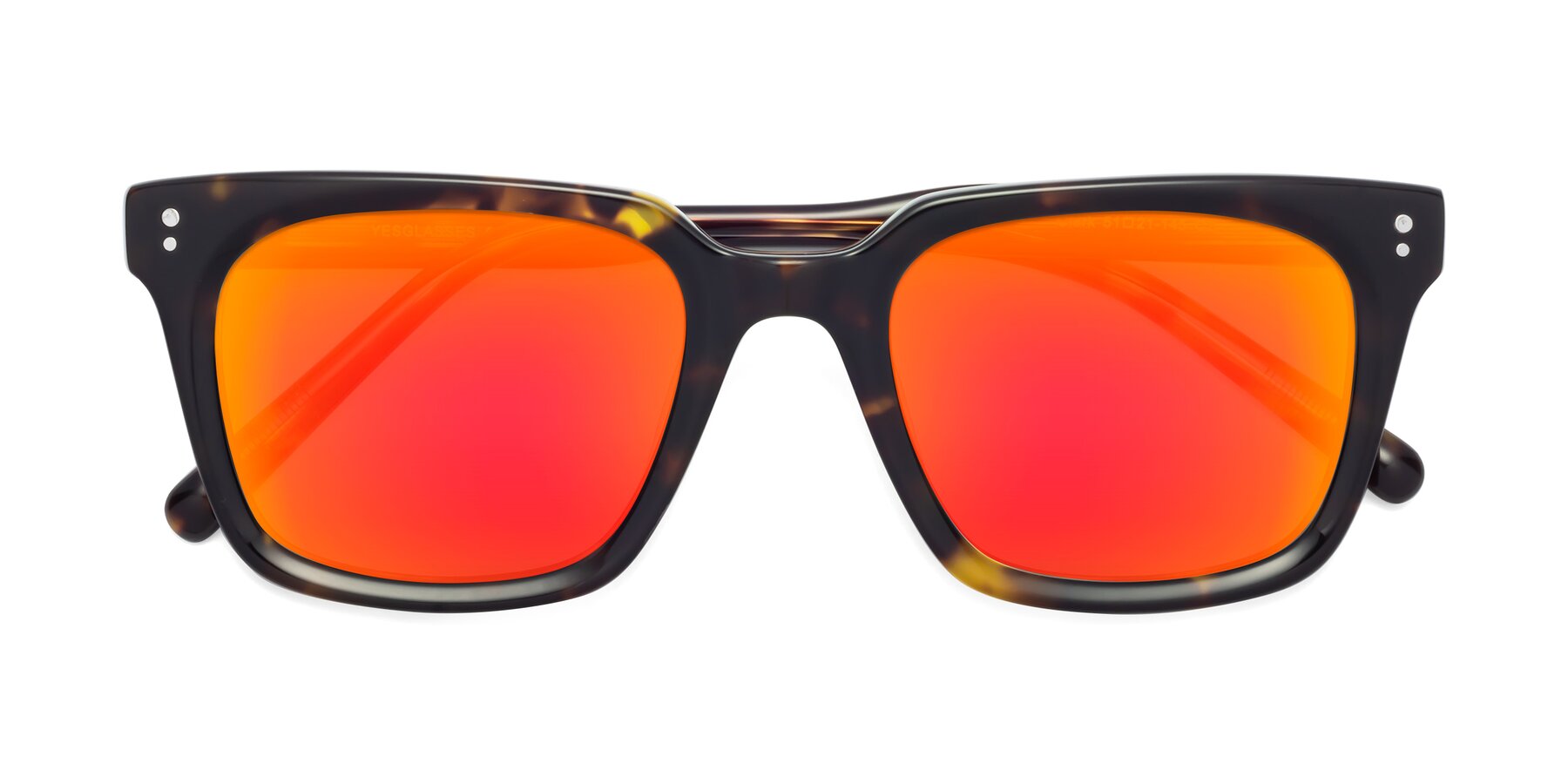 Folded Front of Clark in Tortoise with Red Gold Mirrored Lenses