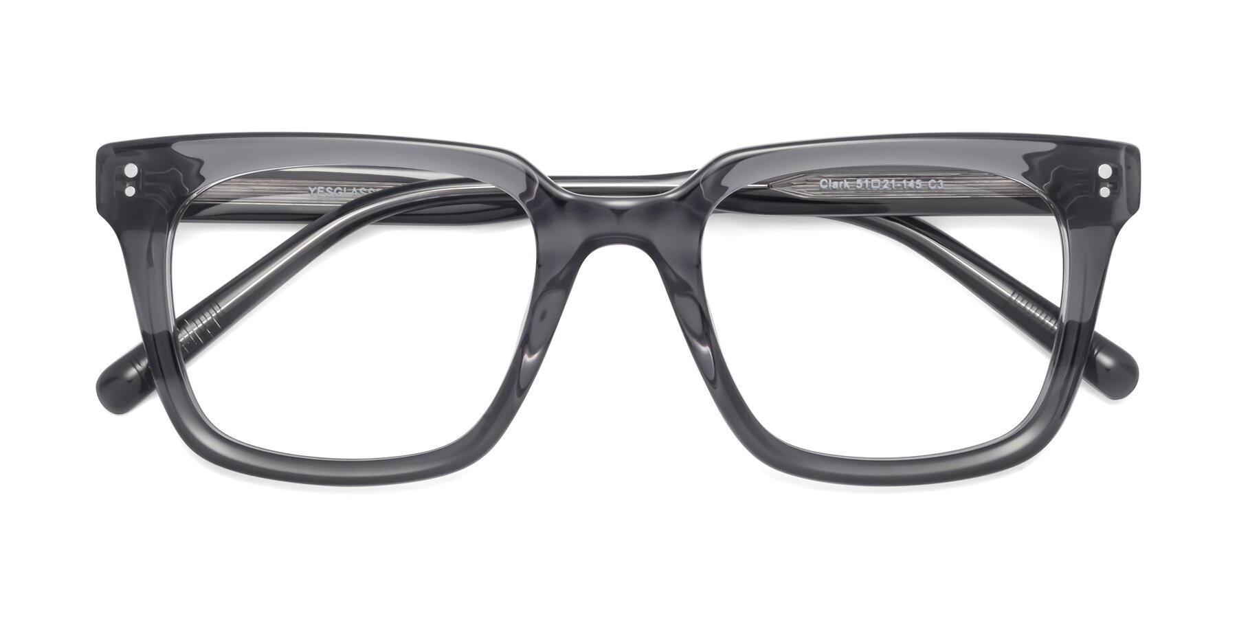 Folded Front of Clark in Gray with Clear Reading Eyeglass Lenses