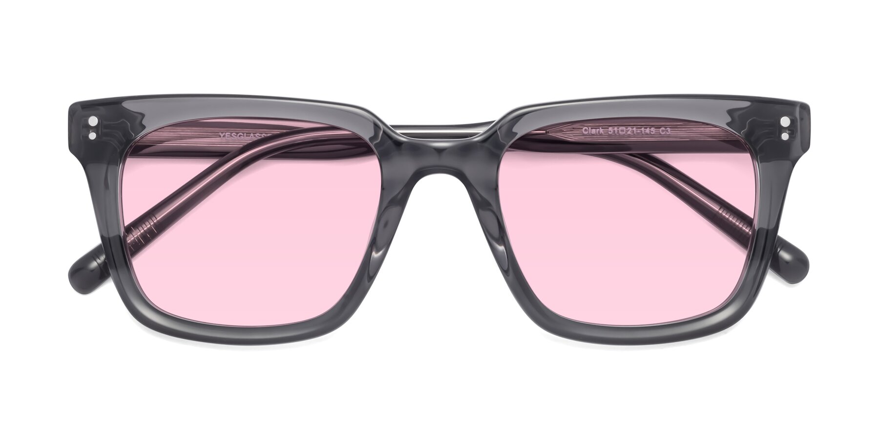Folded Front of Clark in Gray with Light Pink Tinted Lenses