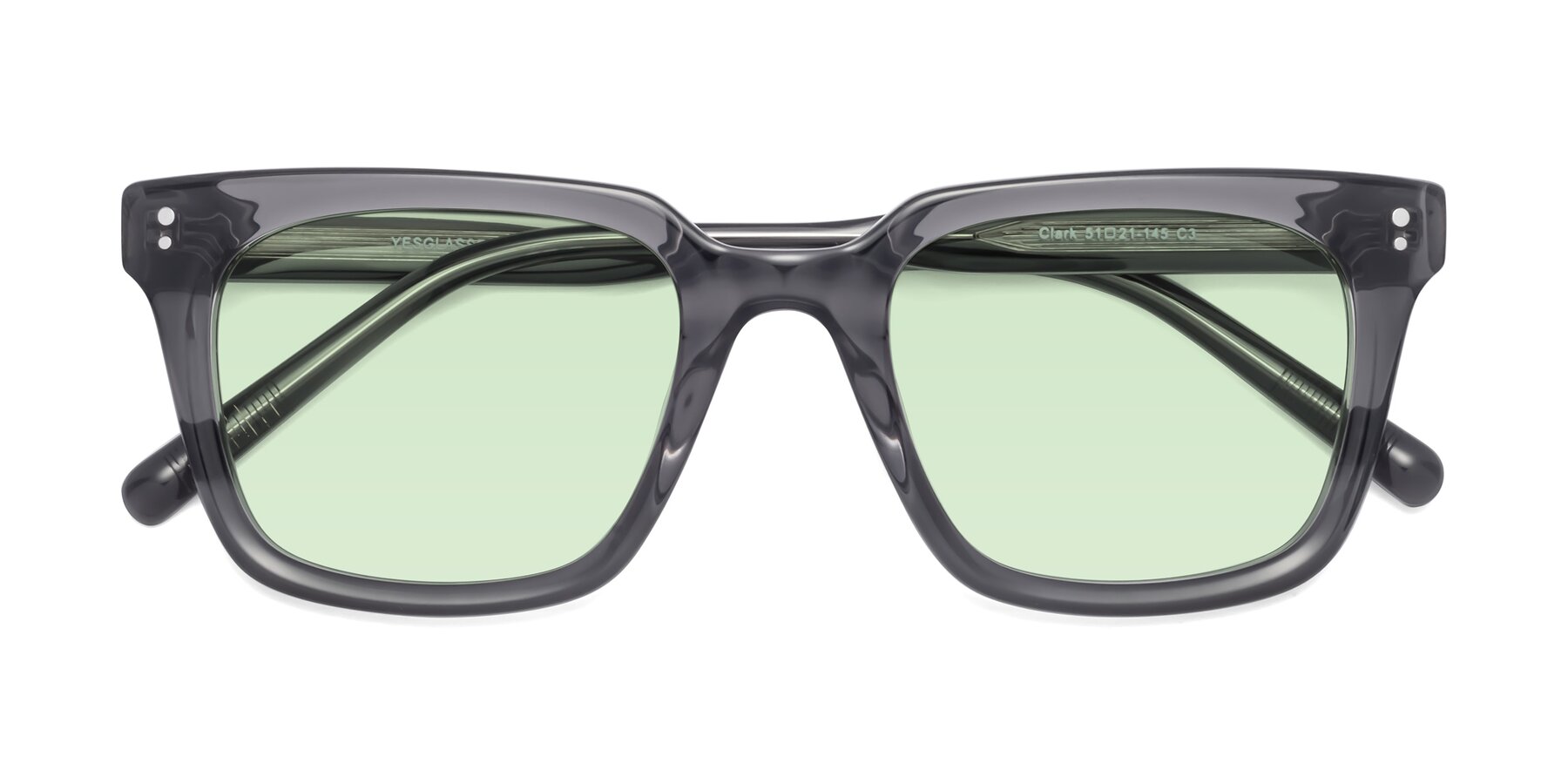 Folded Front of Clark in Gray with Light Green Tinted Lenses