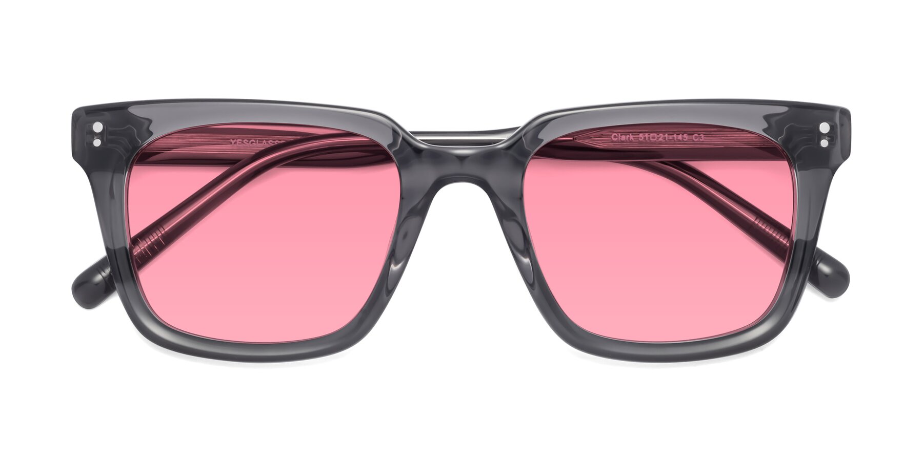 Folded Front of Clark in Gray with Pink Tinted Lenses