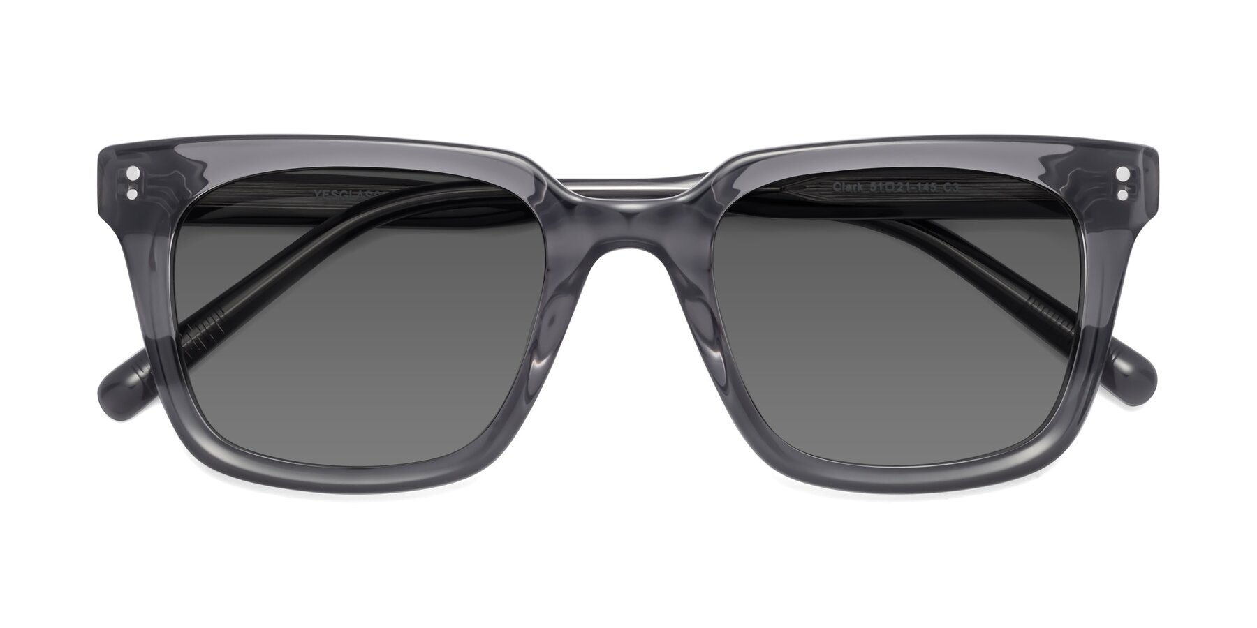 Folded Front of Clark in Gray with Medium Gray Tinted Lenses