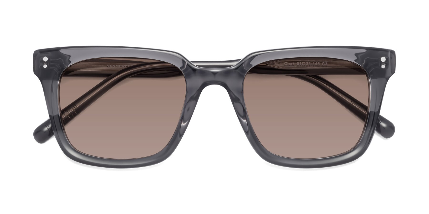 Folded Front of Clark in Gray with Medium Brown Tinted Lenses