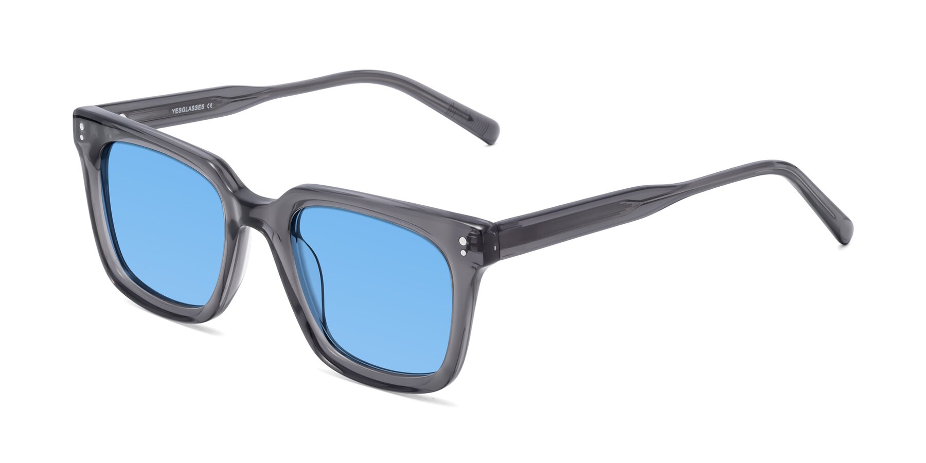 Angle of Clark in Gray with Medium Blue Tinted Lenses