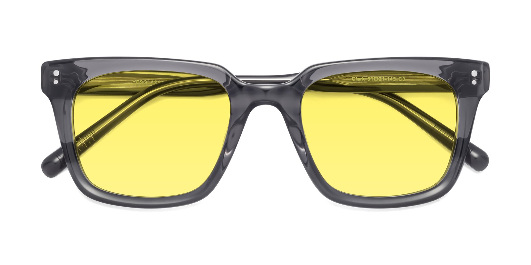 Folded Front of Clark in Gray with Medium Yellow Tinted Lenses