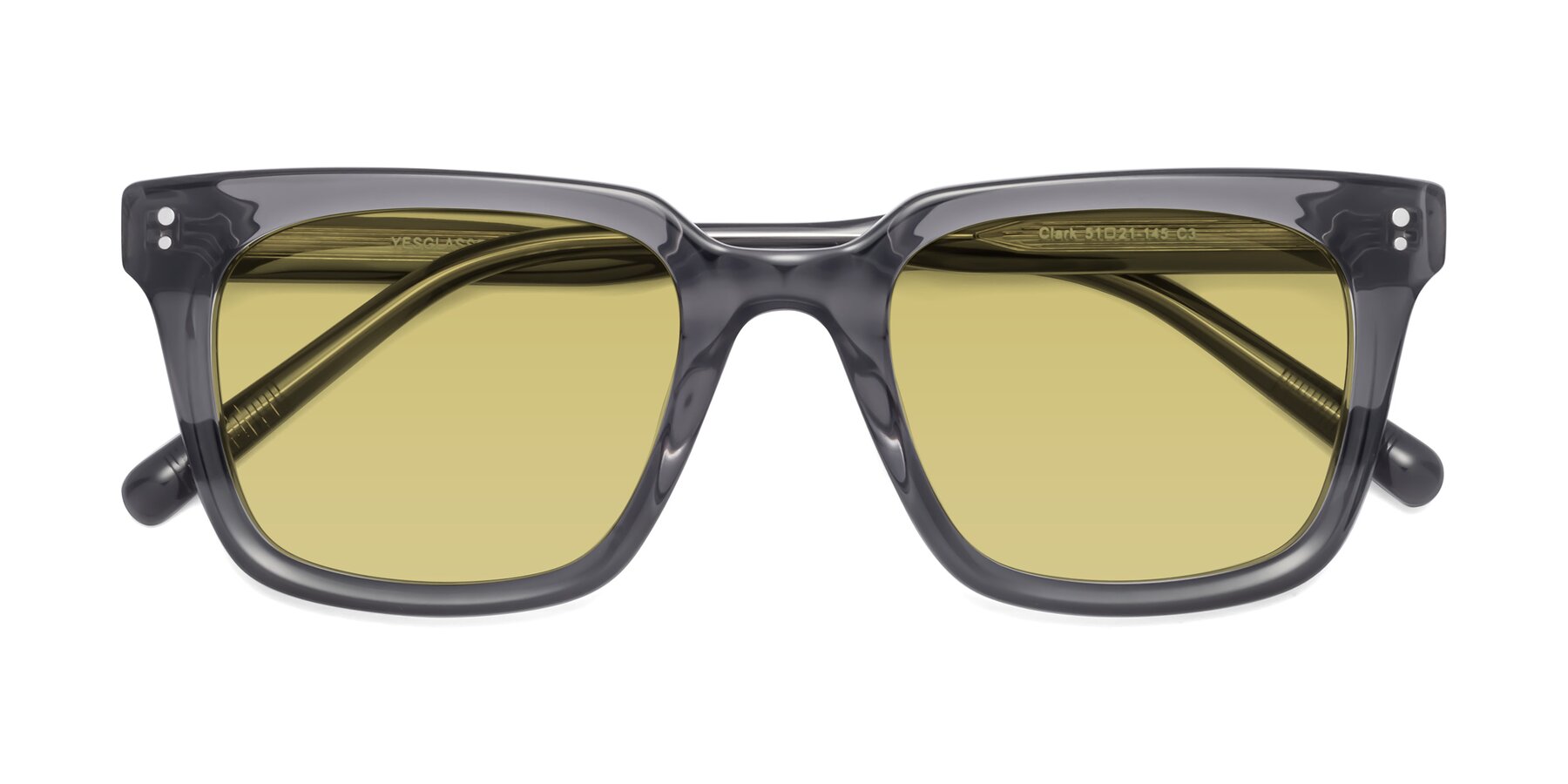 Folded Front of Clark in Gray with Medium Champagne Tinted Lenses