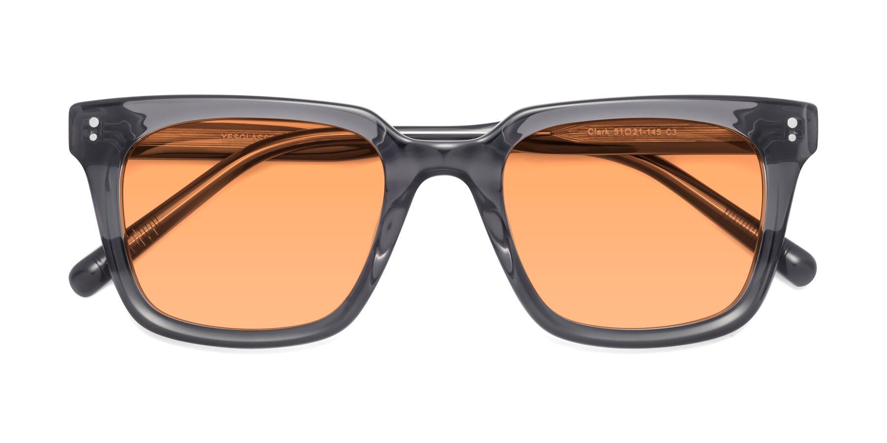 Folded Front of Clark in Gray with Medium Orange Tinted Lenses