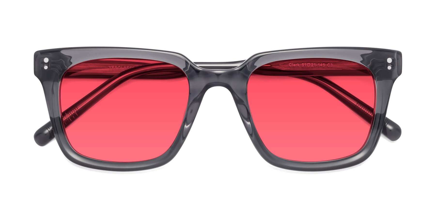 Folded Front of Clark in Gray with Red Tinted Lenses