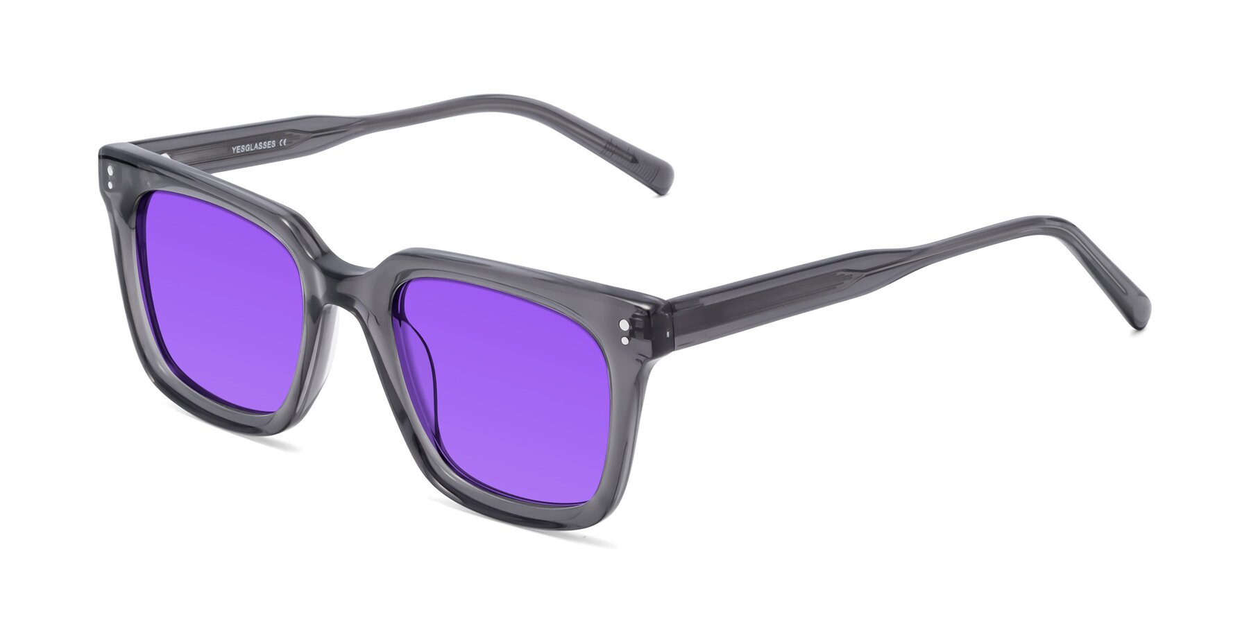 Angle of Clark in Gray with Purple Tinted Lenses