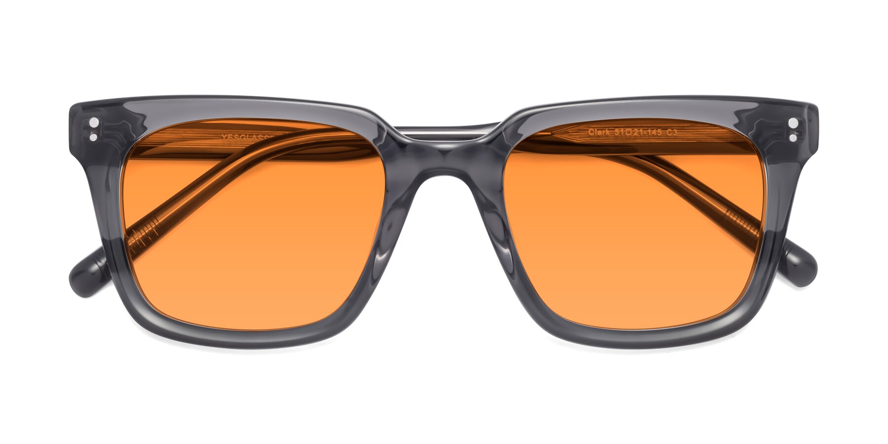 Folded Front of Clark in Gray with Orange Tinted Lenses