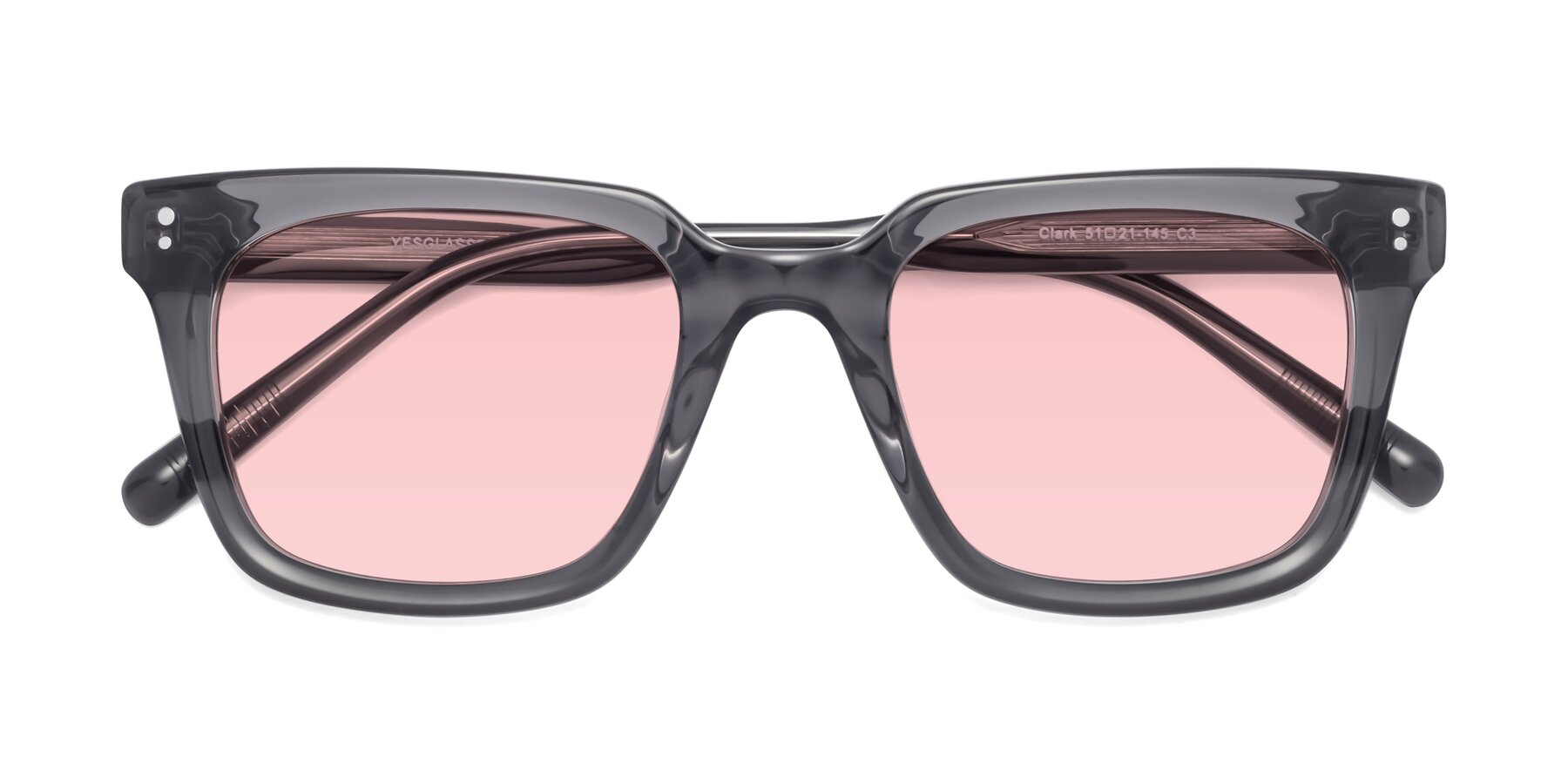 Folded Front of Clark in Gray with Light Garnet Tinted Lenses