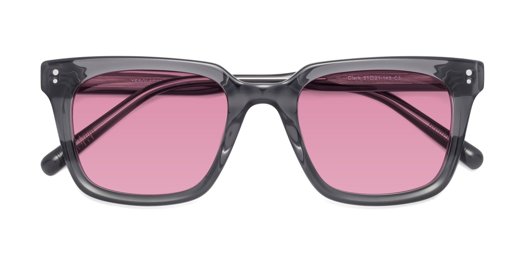 Folded Front of Clark in Gray with Medium Wine Tinted Lenses